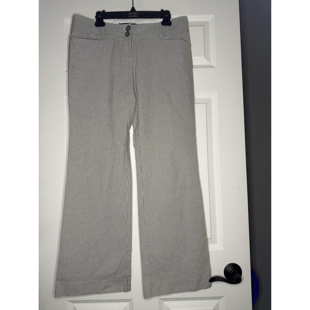 The Limited Drew Fit Dress Slacks 12 Gray White Stripe